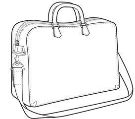 Holdall bag flat sketch vector illustration technical cad drawing template	
