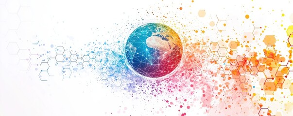 Poster - Colorful digital abstract illustration of Earth with network patterns