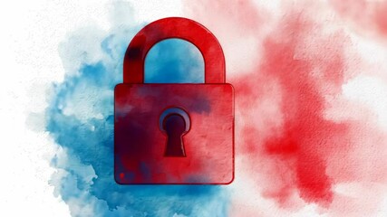 Aufkleber - Red and Blue Abstract Lock Symbol Representing Security and Protection Concept