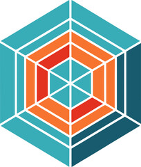 Poster - Abstract Hexagonal Pattern Geometric Design Teal Orange Red