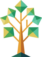 Poster - Geometric Tree Design Abstract, Green, Nature, Ecology, Growth, Symbol, Icon, Vector, Illustration, 