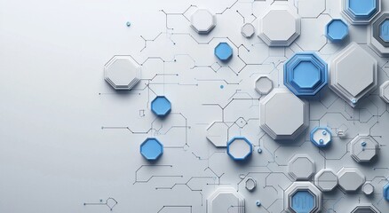 Poster - Abstract technological hexagonal pattern with blue accents