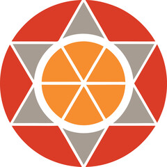 Poster - Geometric Starburst Mandala Red, Orange, Gray Design Element