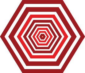 Poster - Abstract Red and White Hexagon Pattern Optical Illusion