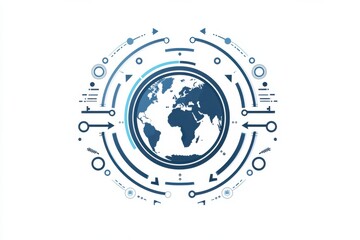 Wall Mural - abstract global technology concept with earth and digital arrows