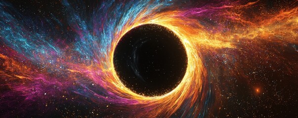 vibrant cosmic black hole with swirling colorful nebula