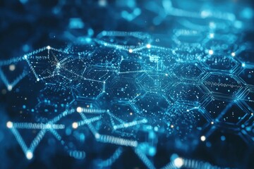 Poster - Futuristic blue hexagon technology background with network connections