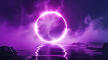 Wall Mural - bright glowing pink energy orb surrounded by light particles creating a futuristic background.