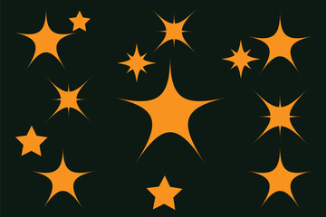Wall Mural - Retro futuristic bright vector icons collection. Set of original star sparkle shapes. Abstract shine effect vector sign. Glowing light effect, twinkle templates stars and bursts, shiny flash