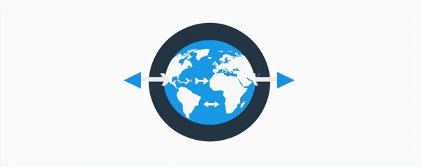 Poster - Global network icon featuring arrows and a blue earth