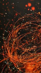Poster - Captivating Dance of Glowing Sparks in Vibrant Orange Against a Dark Backdrop