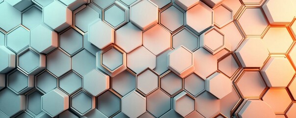 Poster - Modern abstract wallpaper with 3D honeycomb geometric design