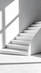 Poster - Intricate Play of Light and Shadows on Elegant Spiral Staircase in Modern Interior Space
