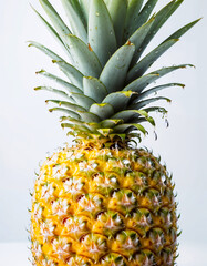 Ripe Pineapple with water drops isolated on white background. Generative AI