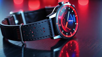 Fototapete - This sleek watch displays vibrant colors and data metrics, enhancing the therapy experience.