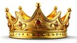 © ChannelPIC - Royal gold crowns, kingly and queenly, luxurious and isolated, shine against a clean white backdrop.