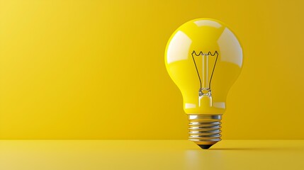 Poster - 3D Rendering of Yellow Light Bulb with Loading Bar Nearing Completion on Bright Yellow Background