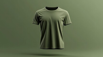 Wall Mural - Olive green short sleeve t-shirt mockup.