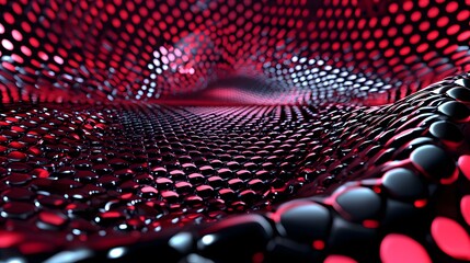 Poster - Abstract Dot Pattern with Red and Black Elements in a Fluid Design