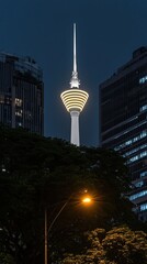 Poster - Kuala Lumpur's vibrant skyline features fast internet connections, symbolized by glowing icons against a wildlife wallpaper backdrop at night