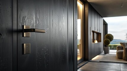 Poster - This Stylish entrance showcases a smart home setup with elegant door handle and automated controls.