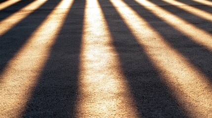 Poster - parallel lines of light and shadow cast on a textured surface, creating a striped pattern