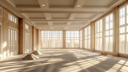 Poster - Empty room with piles of sand.