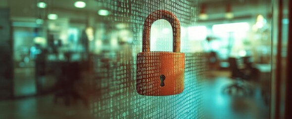 Aufkleber - Padlock on a digital code screen.