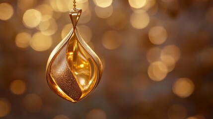 Poster - Gold pendant with blurred light.