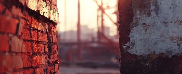 Leinwandbilder - Brick wall, urban view.