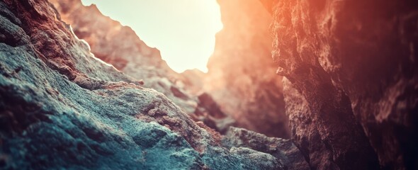 Aufkleber - Light shines in rock canyon.