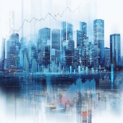 Poster - Digital overlay over city, with graph, data, abstract.