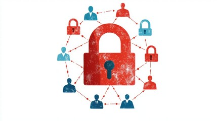 Poster - Network Protection with Lock and Shield Icons Representing IT Security Concepts