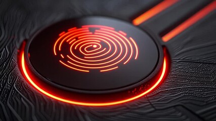 Aufkleber - This close-up shows a smart home device with a glowing fingerprint scanner, showcasing tech.