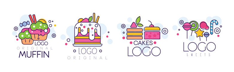 Poster - Sweet Treat and Dessert Logo and Badge Design Vector Set