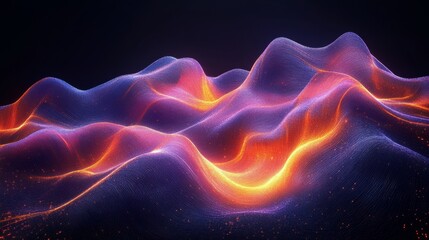 Poster - Colorful abstract wave patterns illustrating vibrant energy and movement in a digital landscape