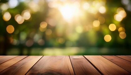 Wall Mural - a wooden table with a fuzzy or unclear background