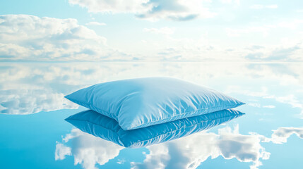 Wall Mural - Soft pillow floating on water reflecting sky with clouds