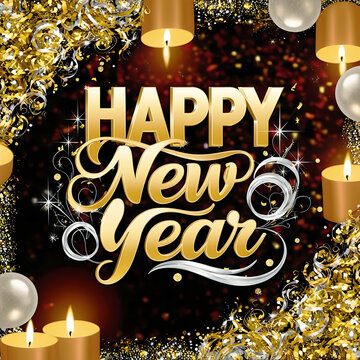 Happy New Year 2025 - Festive Fireworks Background Greeting Card Banner, happy new year photo, happy new year vactor.
