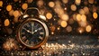 © Andrey - This image features a beautiful golden clock amidst a sparkling background. Perfect for welcoming the New Year with festive vibes.