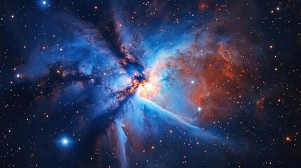 Wall Mural - Stunning Blue Galaxy Background: A Majestic View of the Cosmos and Nebulae in the Universe