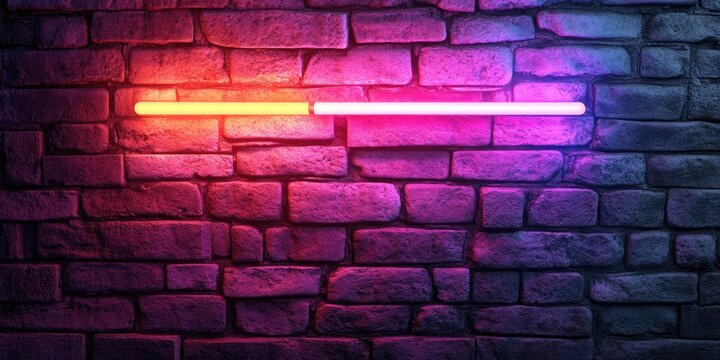 Vibrant Techniques. Neon Illumination on Textured Brick Wall - 3D Digital Art for Advertising and Marketing