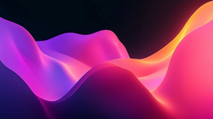Poster - Digital art waves glowing in vibrant neon colors at night. Generative AI
