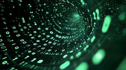 Aufkleber - Exploring a swirling matrix of green numbers in a digital realm. Generative AI