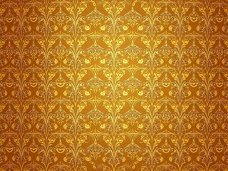 Wall Mural - Elegant golden damask pattern on textured background, affluent, shiny, classic