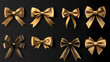 © Thiago - Collection of golden bow and ribbon set on transparent background. generative ai design concept. Aureate. Illustration