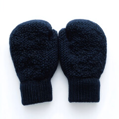 Wall Mural - A Pair of Thick Woolen Mittens in a Deep Navy Blue Color