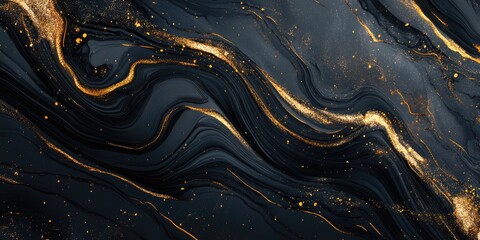 Wall Mural - Black and Gold Marble Close-Up