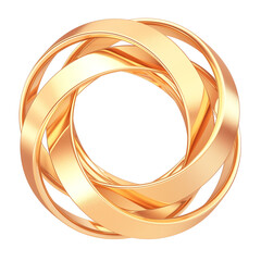 Poster - metallic, intertwined circular shape with golden hue, isolated on transparency background