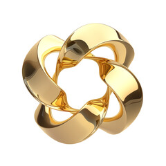 Poster - 3D metallic gold knot with smooth, reflective surface on transparency background